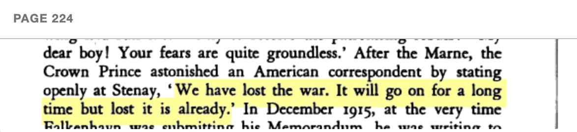 The Price of Glory: Verdun 1916 — passage about the Crown Prince's admission