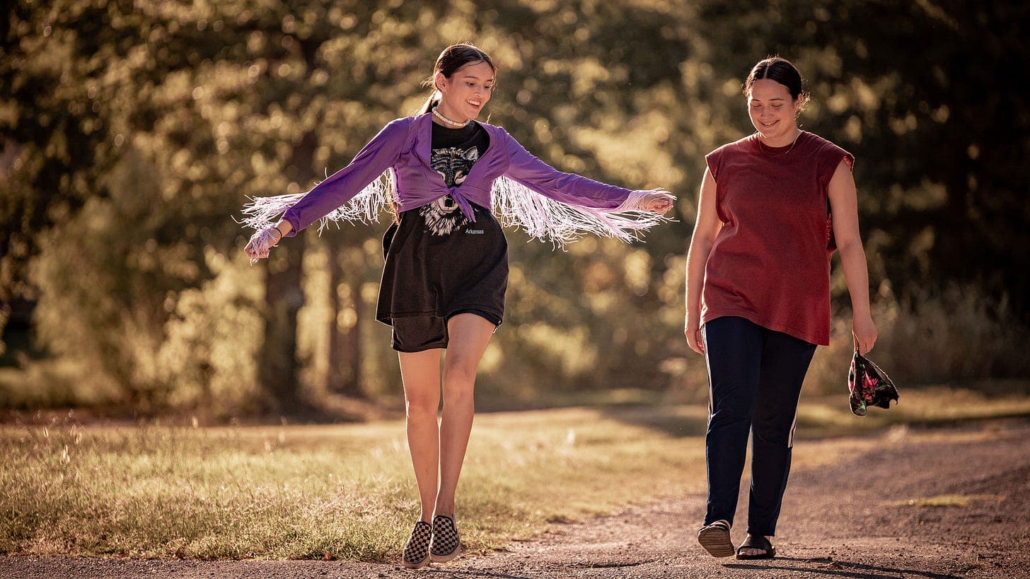 Isabel Deroy-Olson (L) and Lily Gladstone (R) in Fancy Dance, written and directed by Erica Tremblay