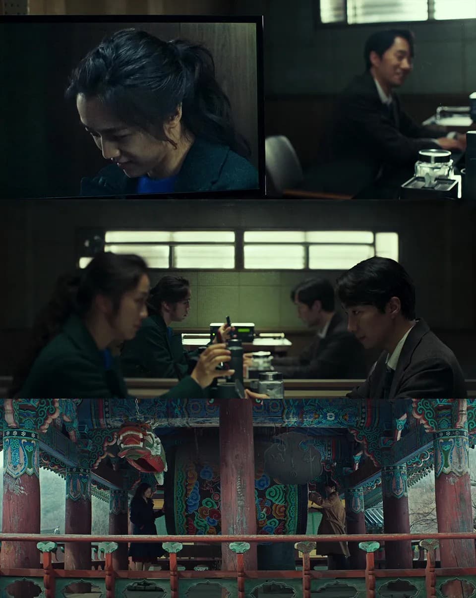 mirroring in shot composition and behavior (like the matching of their breathing)